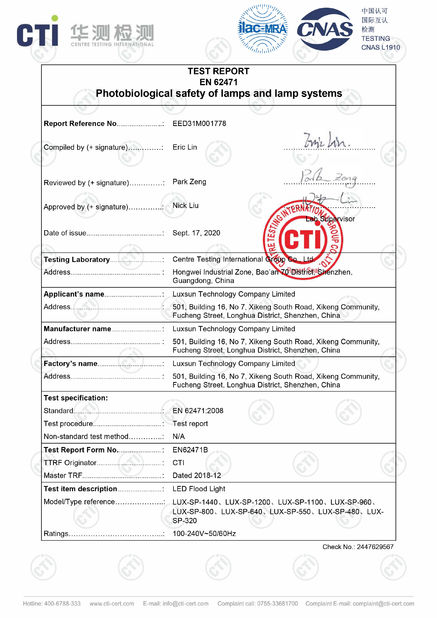 China Luxsun lighting Co.,Ltd certification