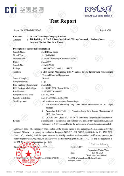 China Luxsun lighting Co.,Ltd certification